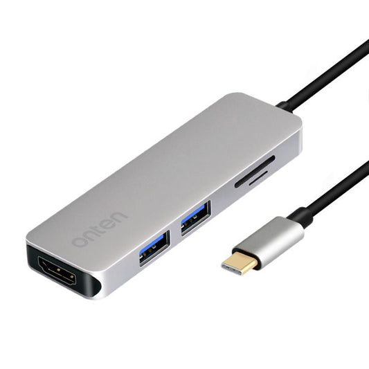ONTEN OTN-9591 5 in 1 Multifunction USB-C Hub 4K HD 2xUSB 3.0 SD / TF Slots Aluminum Alloy Expansion Dock