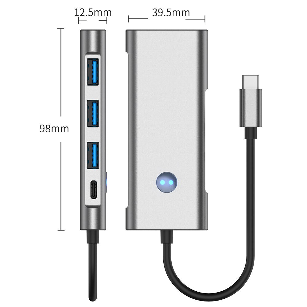 2425 7 In 1 Type C Hub USB 3.0 PD 100W Expansion Dock 4K HD Adapter SD / TF Card Reader for Laptops