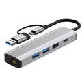 2501 USB-C / USB to Ethernet Adapter RJ45 Gigabit Network Card with USB3.2 USB2.0 USB-C3.2 DC5V Ports Converter