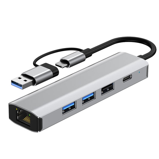 2501 USB-C / USB to Ethernet Adapter RJ45 Gigabit Network Card with USB3.2 USB2.0 USB-C3.2 DC5V Ports Converter