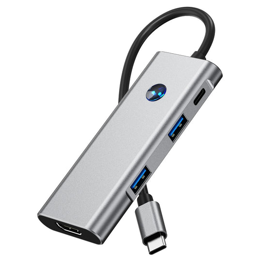 2426 USB Hub Type-C to 2 x USB3.2 + HD + PD 100W + 2 x USB-C3.2 One-Key Screen Off 6 in 1 Expansion Dock
