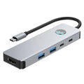 2419 Type-C Hub 8 in 1 Docking Station 4K HD SD / TF USB3.0 PD 100W Laptops Adapter with One-Key Screen Off Function