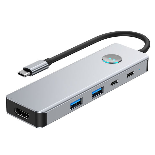 2419 Type-C Hub 8 in 1 Docking Station 4K HD SD / TF USB3.0 PD 100W Laptops Adapter with One-Key Screen Off Function