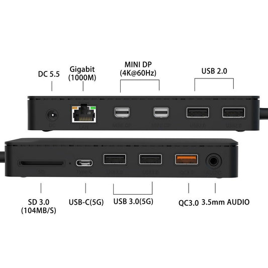 ONTEN SD11 12 In 1 Hub for Microsoft Surface Pro  /  Go  /  Laptop Docking Station 4K Mini DP Adapter