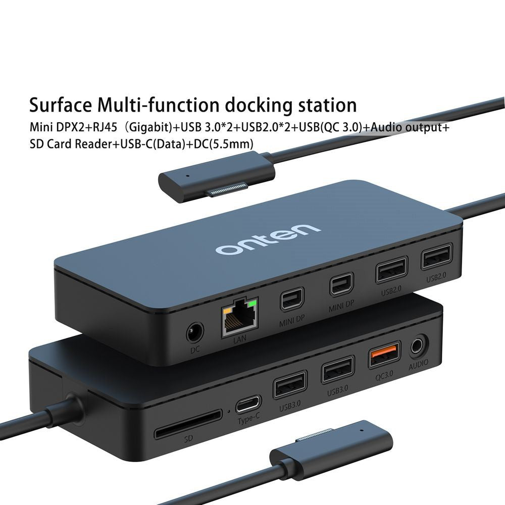 ONTEN SD11 12 In 1 Hub for Microsoft Surface Pro  /  Go  /  Laptop Docking Station 4K Mini DP Adapter