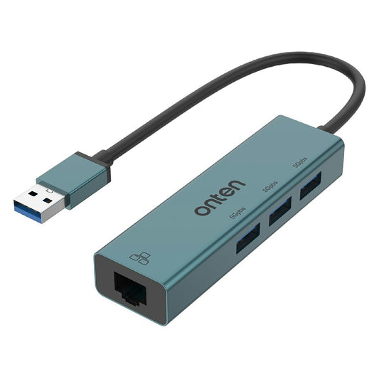 ONTEN 5221 4 in 1 USB Hub Ethernet Adapter 100Mbps Network Card 3xUSB 3.0 Expansion Dock
