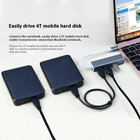 ONTEN 9596 4 Ports USB 3.0 Expansion Hub 5Gbps Data Transfer Type C to USB Splitter