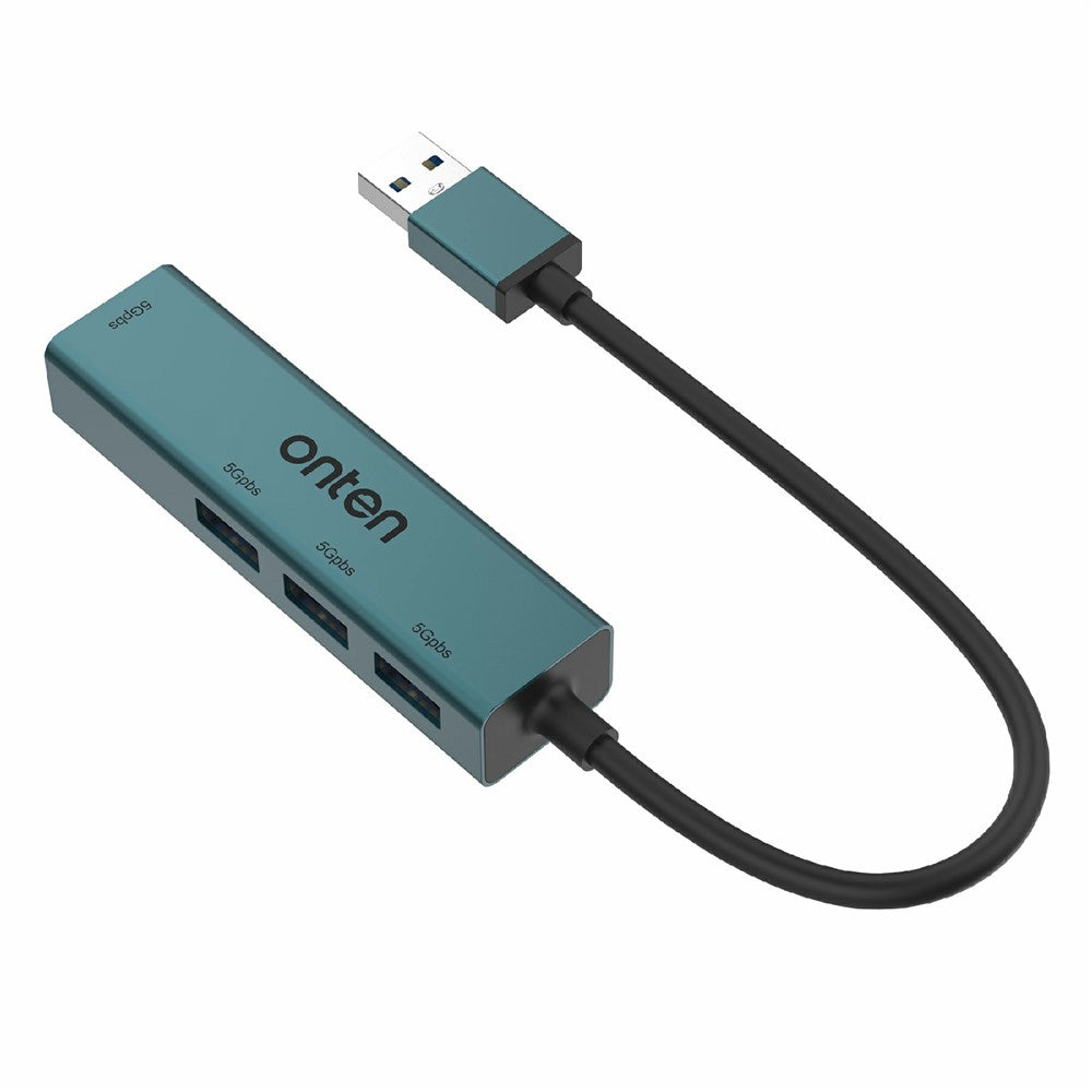ONTEN 5222 4 in 1 USB Hub Aluminum Alloy 5Gbps Data Transfer 4xUSB 3.0 Splitter Adapter