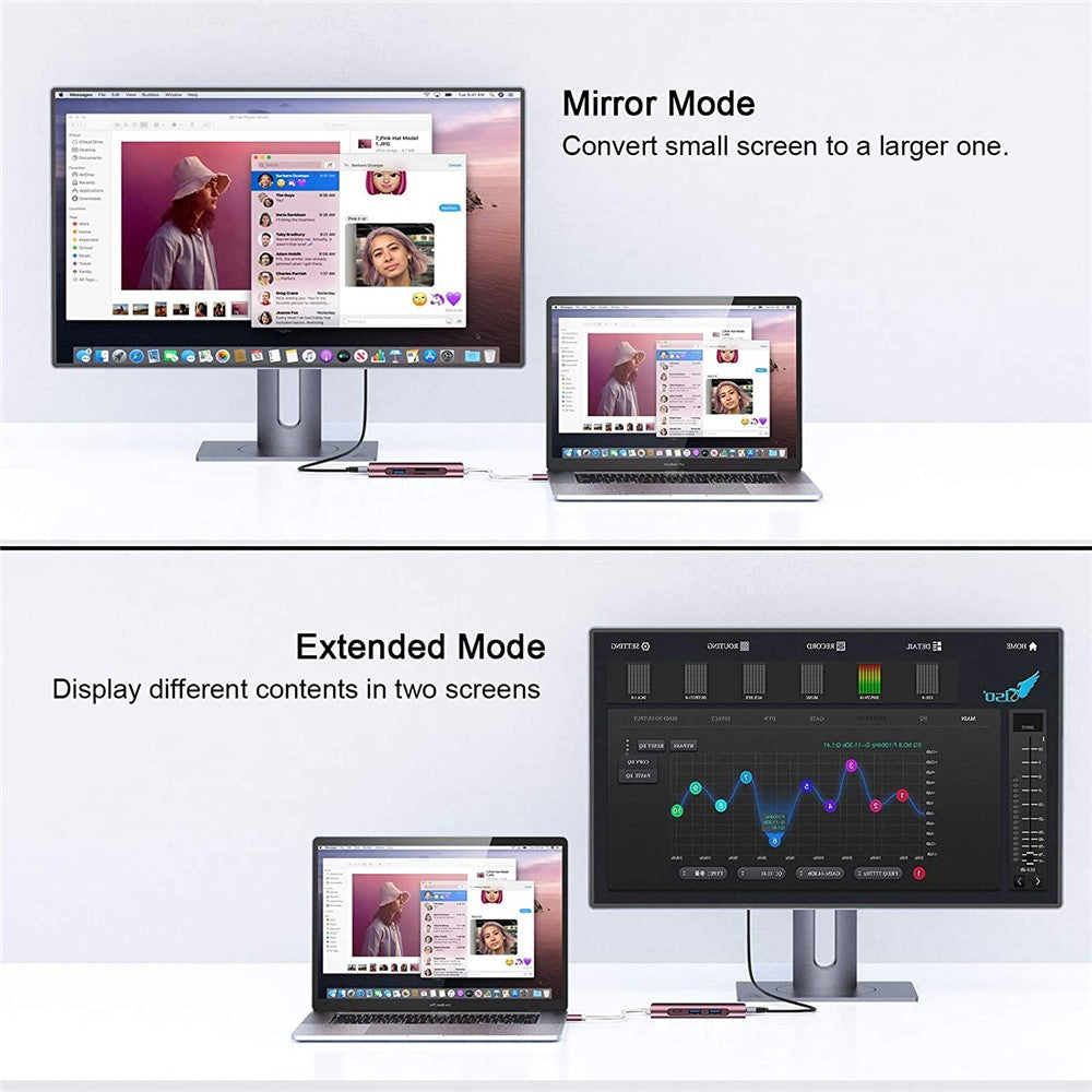 QGEEM QG-UH07-6 Multi-functional USB-C Hub 7 in 1 Type-C Docking Station Support HD 4K PD100W SD/TF Card Reader