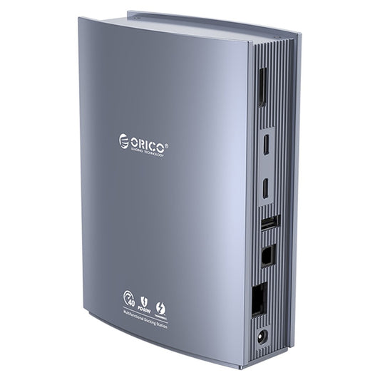 ORICO TB3-S3-GY-BP USB C Hub Adapter to 3.5mm AUX Port Memory Card Reader Slots 10Gbps Type C Port 15W 60W PD Port USB 3.1 USB 2.0 DC Charge RJ45 4K Video Output