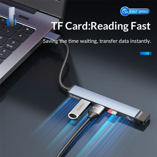 ORICO AH-A12F 4-Port USB3.0 HUB USB to USB3.0+USB2.0+TF Card Slot Adapter Converter Support Card Reader