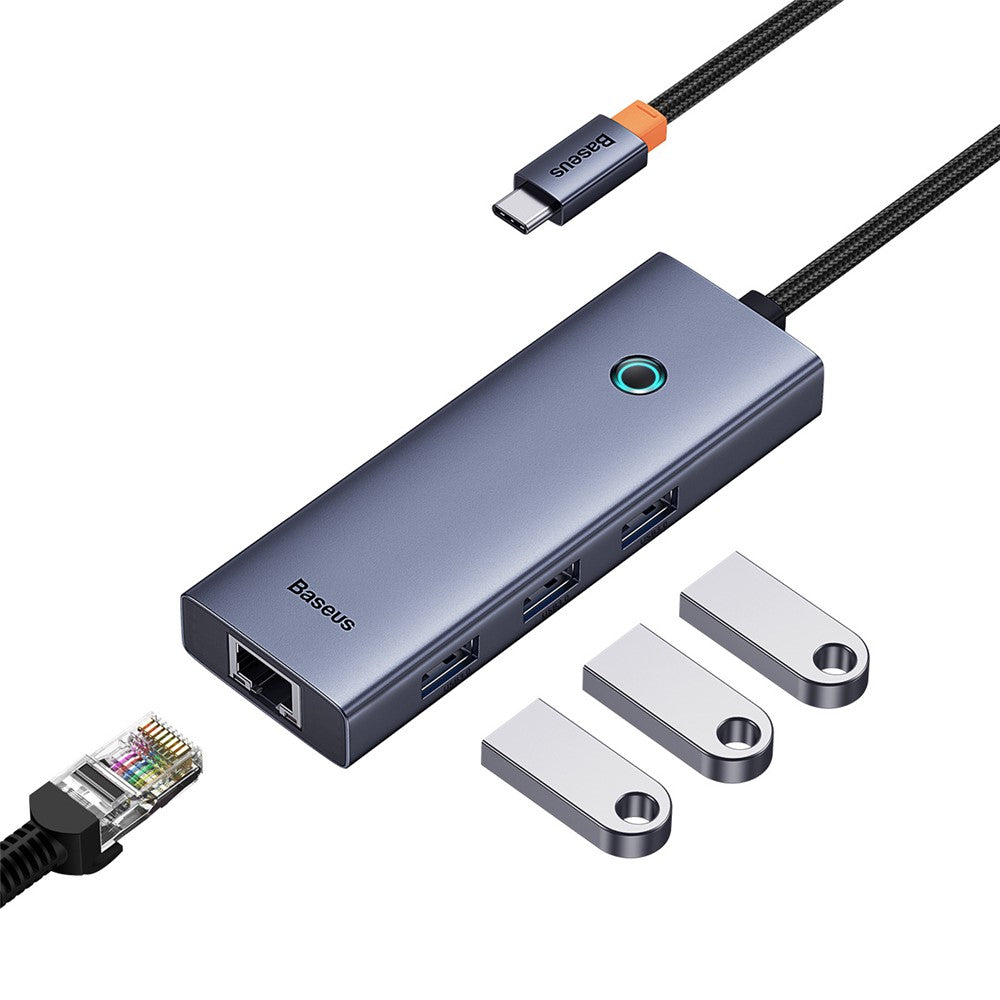 BASEUS BS-OH109 4-In-1 Type-C Extension Docking Hub with HD 4K Video Output, 3xUSB 3.0, RJ45 Ethernet Port