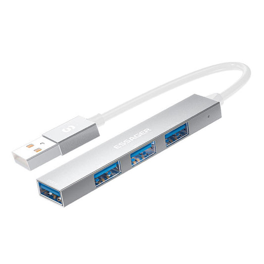 ESSAGER 4-in-1 USB Hub 4 USB2.0 Ports Splitter Tablet Laptop Aluminum Alloy Adapter