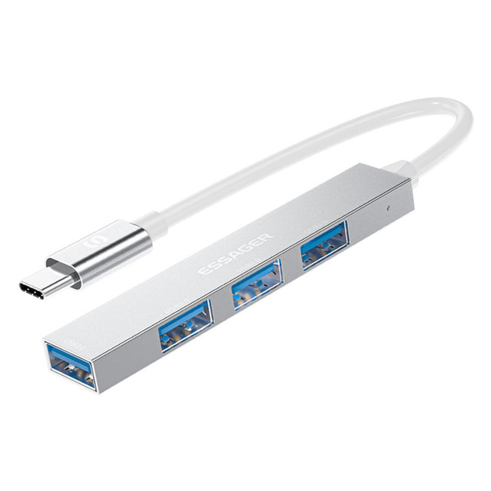 ESSAGER 4-in-1 USB Hub 4 USB2.0 Ports Splitter Tablet Laptop Aluminum Alloy Adapter