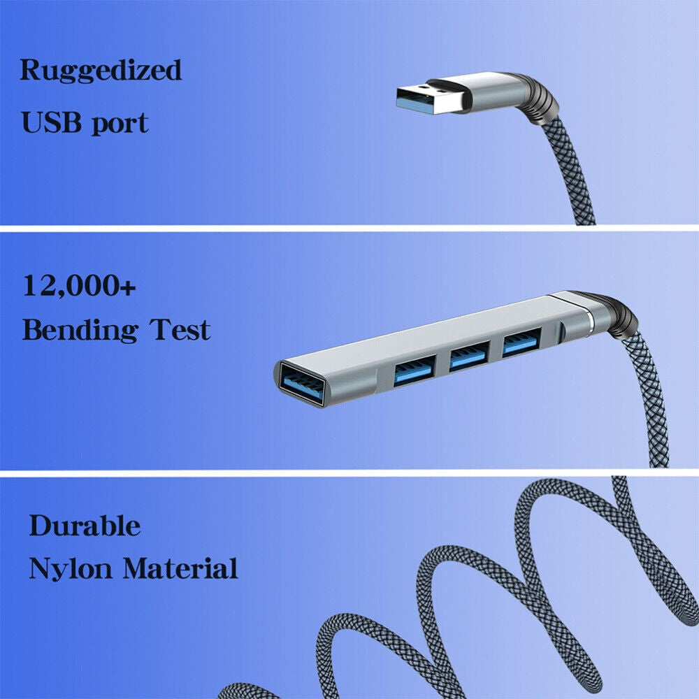 4-in-1 USB to USB2.0x3 + USB3.0 USB Hub Aluminum Alloy Laptop Computer Adapter