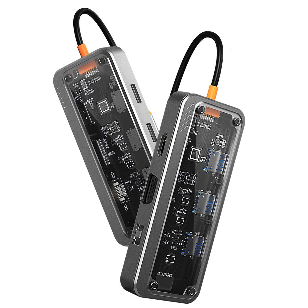 SW10V-Pro 10-in-1 Docking Station Dongle Type-C to PD+HD+USB3.0x3+SD+TFRJ45+VGA+3.5mm Audio Hub