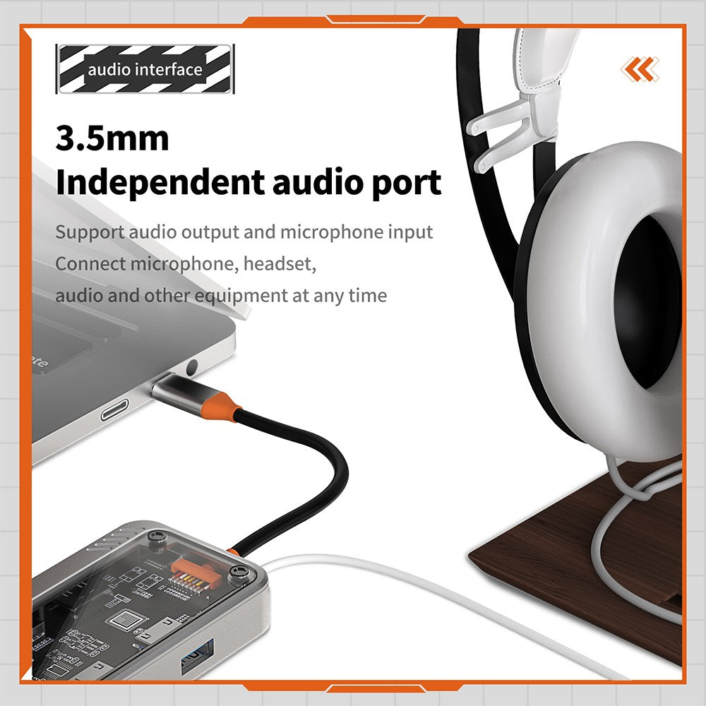 SW10V-Pro 10-in-1 Docking Station Dongle Type-C to PD+HD+USB3.0x3+SD+TFRJ45+VGA+3.5mm Audio Hub