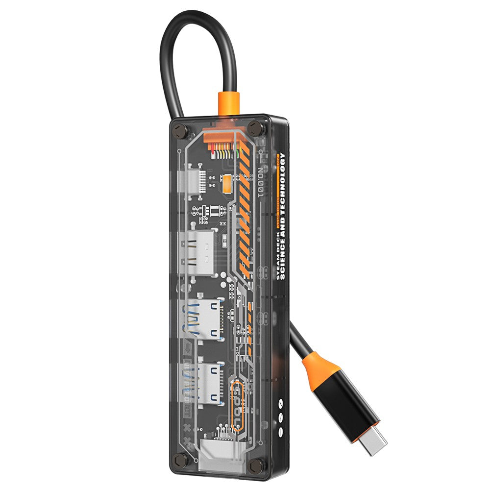 SW5R 5-in-1 Type-C Hub Dock Station Type-C to Type-C PD Fast Charge+HD+USB3.0+USB2.0+RJ45 Multiple Ports Adapter