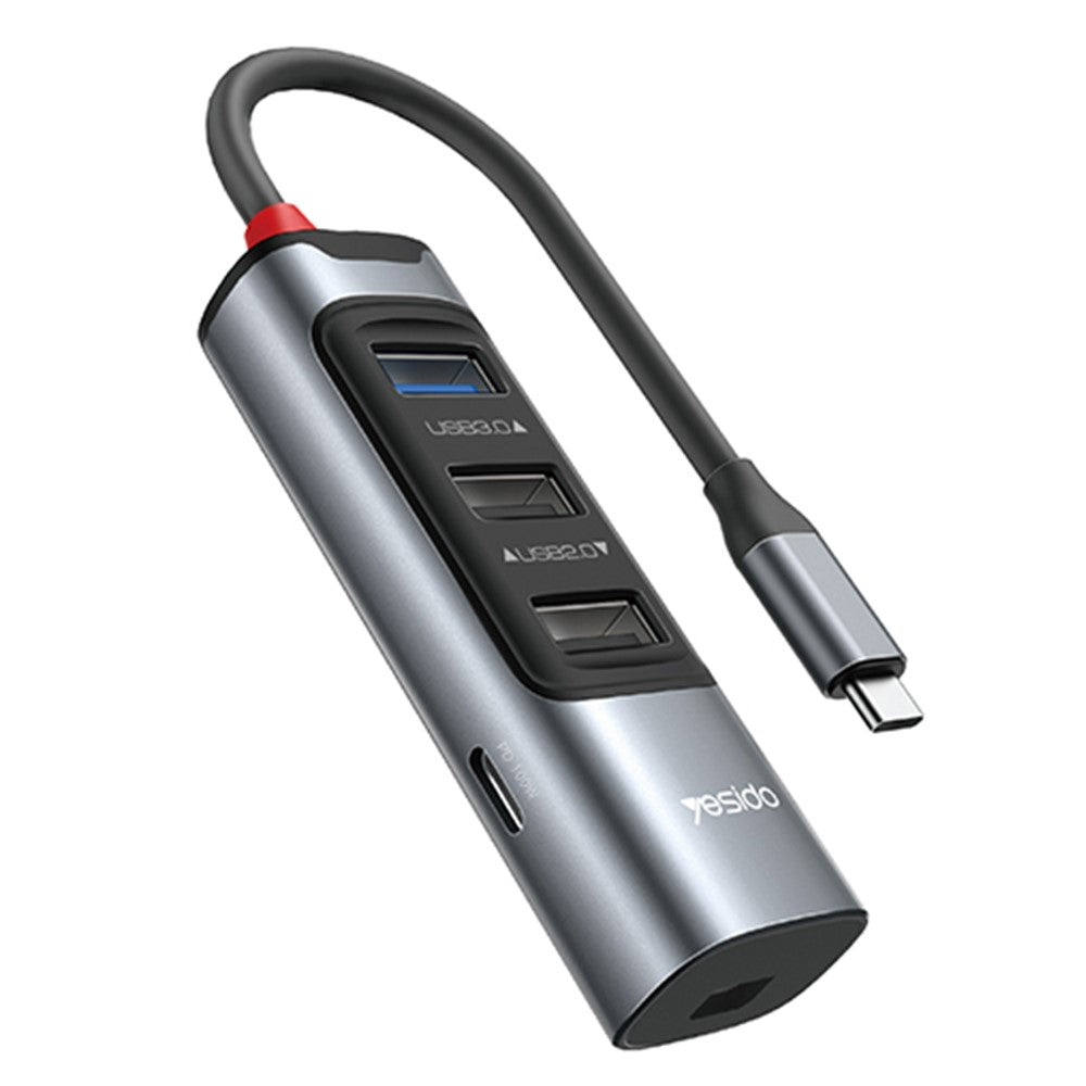YESIDO HB24 5-in-1 Type-C Docking Station with USB3.0+2 USB2.0+Mini DP+PD 100W Multi Port USB-C Hub Adapter