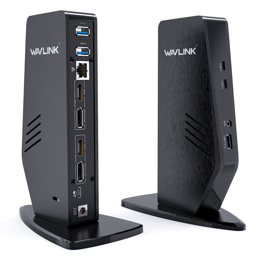 WAVLINK UG69PD5 USB 3.0 and USB-C Dual 4K Display Docking Station with DisplayPort and HD 60Hz Monitor Adapter