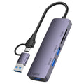 T235 Multi-Port Hub USB+Type-C 3.0 Adapter to 3xUSB 3.0+2xCard Reader Slots