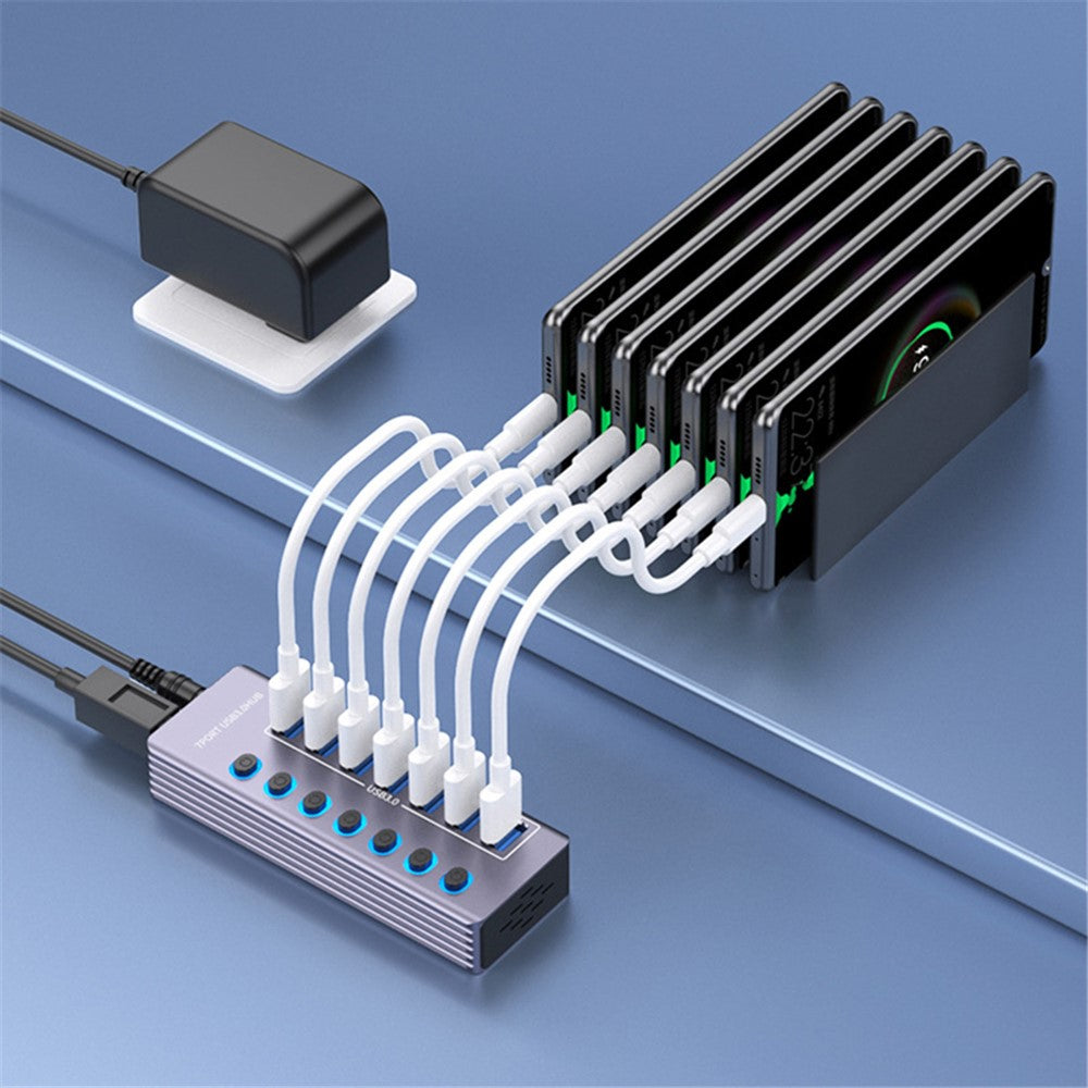 U307 High Speed USB 3.0 Hub 5Gbps Data Transfer Aluminum Alloy 7-Port Splitter
