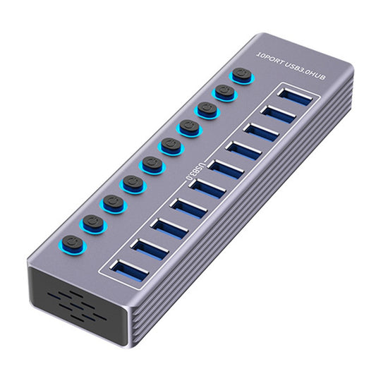 U310 10-In-1 USB 3.0 Extension Hub Expander USB Power Charging Station with Individual Switch+Light
