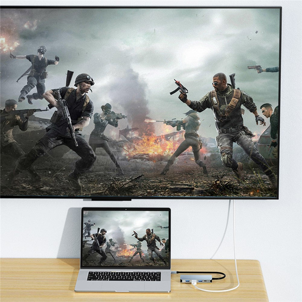 2109 5-in-1 Docking Station Type-C to HDTV+USB3.0 / 2.0+HUB+LAN+PD Adapter