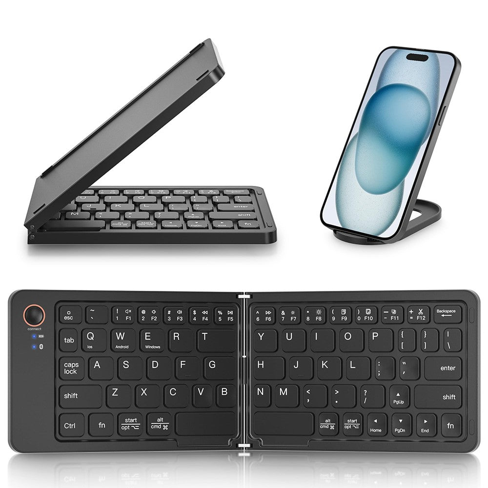 B203 Portable Bi-fold Bluetooth-compatible Keyboard Universal Laptop Tablet Phone Wireless Keyboard