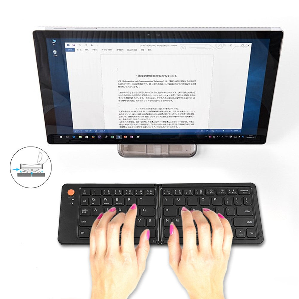 B203 Portable Bi-fold Bluetooth-compatible Keyboard Universal Laptop Tablet Phone Wireless Keyboard