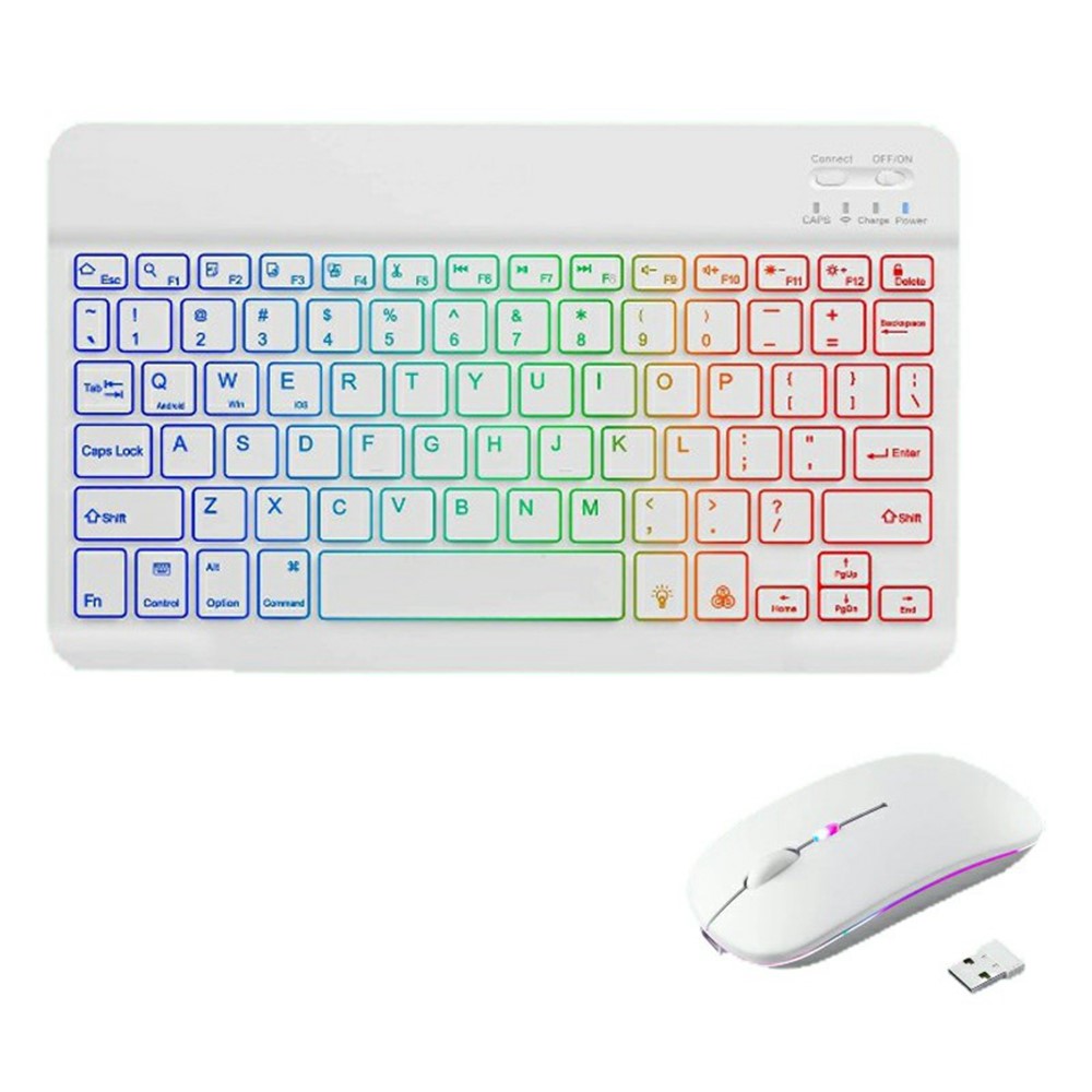 RGB-030 RGB Colorful Backlight 10-inch Wireless Bluetooth-compatible Keyboard Mouse Set