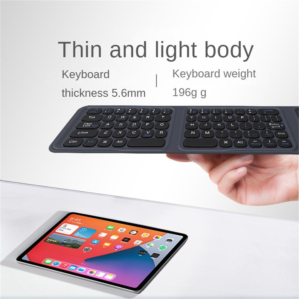 BK19 Mini Bluetooth-Compatible Keyboard Ultra Thin Portable Wireless Tri-Fold Keypad with Touchpad