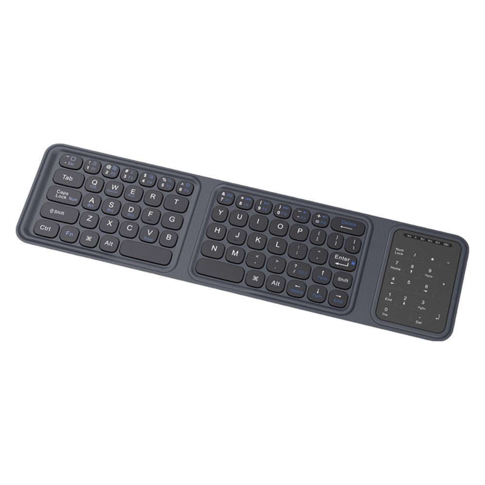 BK19 Mini Bluetooth-Compatible Keyboard Ultra Thin Portable Wireless Tri-Fold Keypad with Touchpad