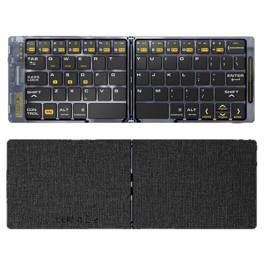 F69 Portable Bluetooth-Compatible Keyboard Transparent Design Two-Fold Keypad for Android / Windows / Ios