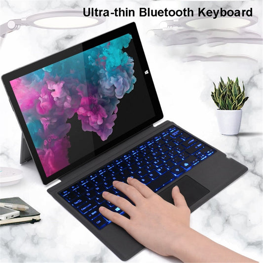 1089D for Microsoft Surface Pro 3 / 4 / 5 / 6 / 7 Colorful Backlight Laptop Magnetic Adsorption Bluetooth-compatible Wireless Keyboard with Touchpad