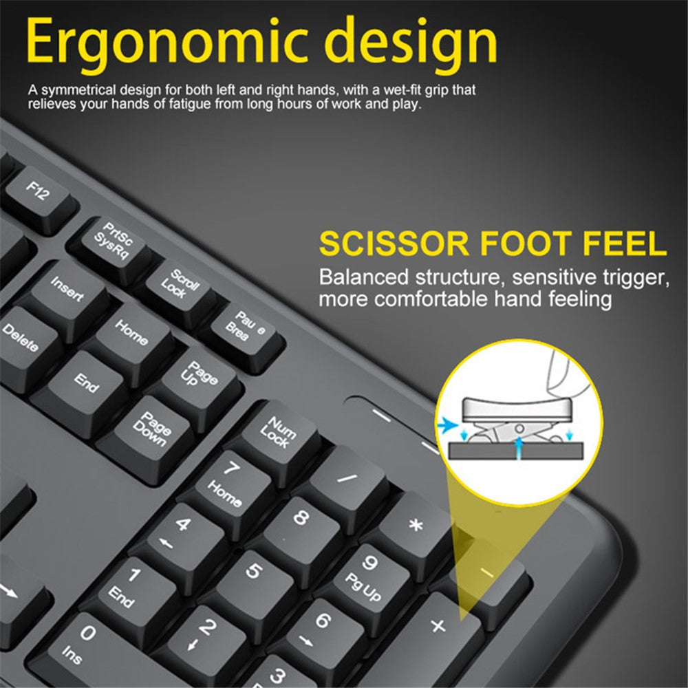 T-WOLF TF100 Wireless Gaming Keyboard Mouse Combo 104 Keys Quiet Keyboard for Computer, PC, Laptop