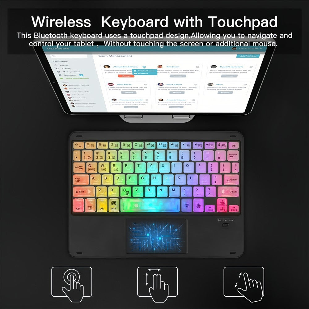 172 Wireless Keyboard and Mouse Combo RGB Backlit Bluetooth-compatible 5.1 Keyboard Mouse Set with Touchpad