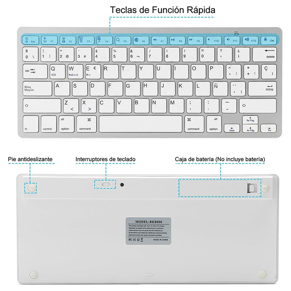 X5 (SP) Spanish Universal Wireless Bluetooth-compatible Keyboard for Smart Phone / Tablet