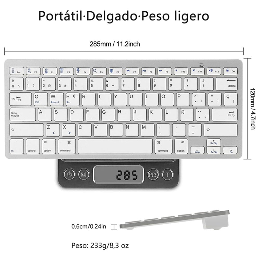 X5 (SP) Spanish Universal Wireless Bluetooth-compatible Keyboard for Smart Phone / Tablet