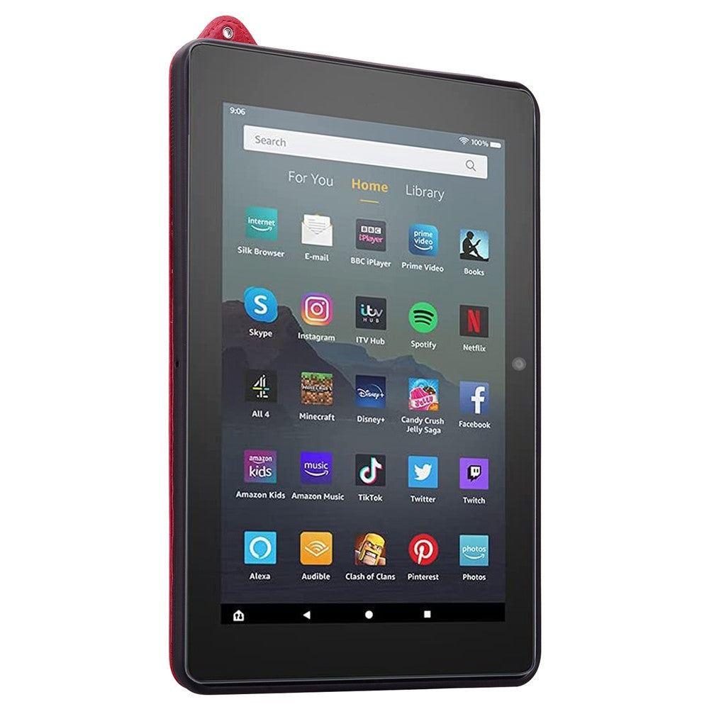 For Amazon Fire 7 (2022) Case Hand Strap Kickstand Leather Tablet Cover