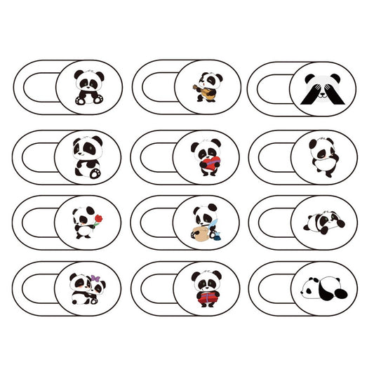 12Pcs / Set Cartoon Panda Pattern Laptop Tablet Phone Camera Privacy Protection Slider Cover Webcam Adhesive Cover