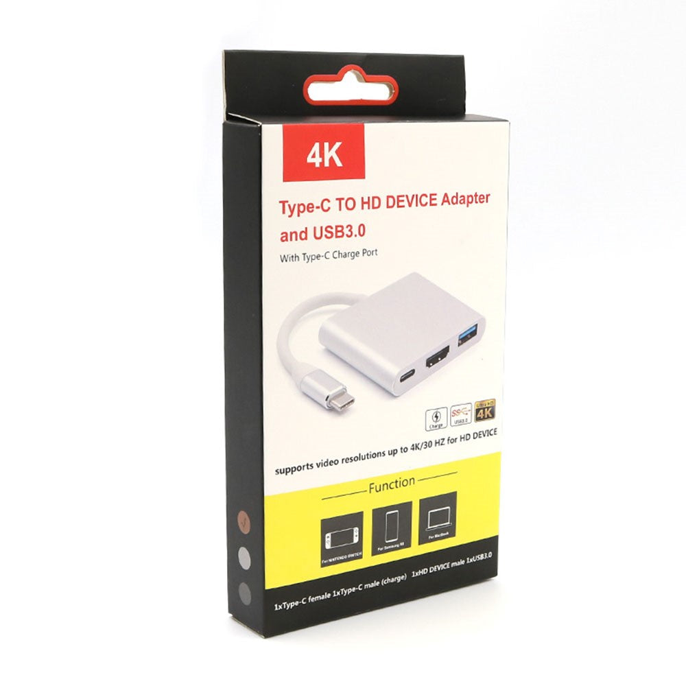 T536 3 in 1 Type C to HDMI USB 3.0 Multiport Cable Converter Adapter for Samsung Huawei MacBook
