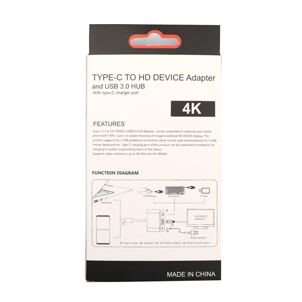 T536 3 in 1 Type C to HDMI USB 3.0 Multiport Cable Converter Adapter for Samsung Huawei MacBook