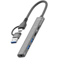 Type-C / USB-A 5-in-1 USB Hub Type-C Charging + Type-C Data + 2xUSB + 3.5mm Headset Jack Adapter