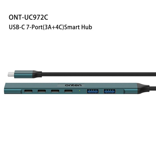 ONTEN UC972C 7-in-1 Aluminum Alloy Type-C Hub USB 3.0 / 2.0 + Type-C Multiport Docking Station