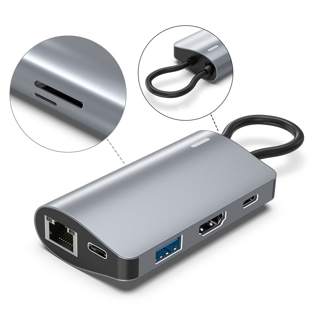 2395-07 USB-C Hub 7-Port Docking Station with 4K HD, 100W PD, USB 3.0, RJ45, SD / TF Card Reader