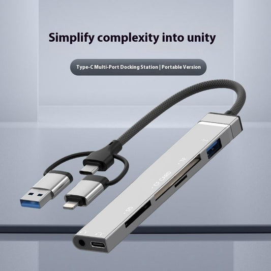 8Pin USB Type-C 3 in 1 Adapter Hub SD TF CF Card Reader USB Data Type-C 3.5mm Headphone Connector