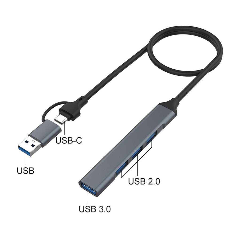 2-in-1 USB-C / USB-A HUB Adapter for Laptop 4-Port USB2.0 3.0 Splitter Docking Station for Mouse, Keyboard