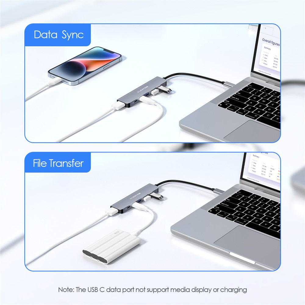 LENTION CE35sH Cloud Ala Series 6-in-1 USB-C Hub Adapter USB-C to 3 USB3.0 + HD 4K / 30Hz  + PD3.0 + USB-C Docking Station