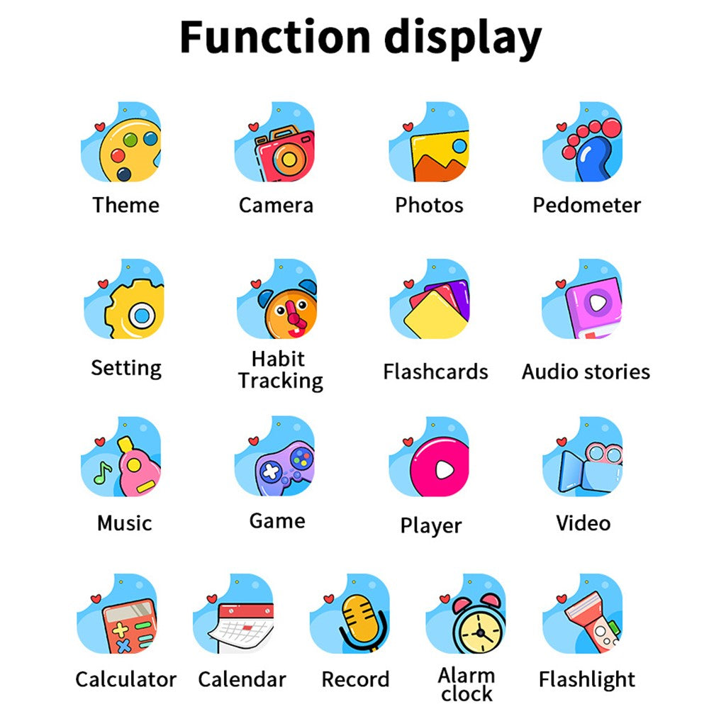 A21 1.5 Inch Touch Screen Kids Smart Watch with 30 Games Pedometer Habit Tracking Camera Watch
